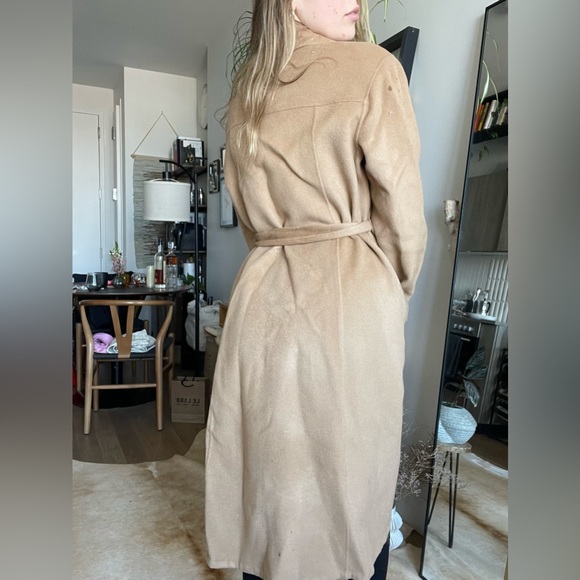 NWT Silk Maison 100% Wool Belted Camel Coat - Picture 13 of 16